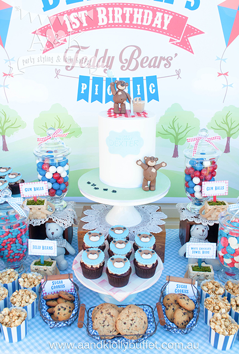 Dexter's Teddy Bears' Picnic First Birthday Party by A&K Lolly Buffet