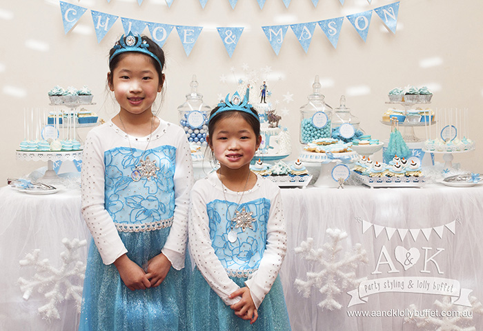 Chloe & Mason's Frozen Themed Birthday Dessert Table by A&K