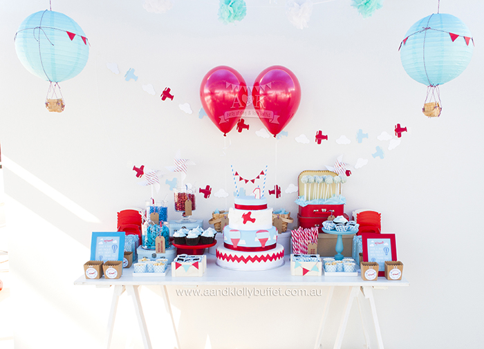 Marcus' Planes & Hot Air Balloon themed 1st Birthday Party by A&K Lolly Buffet