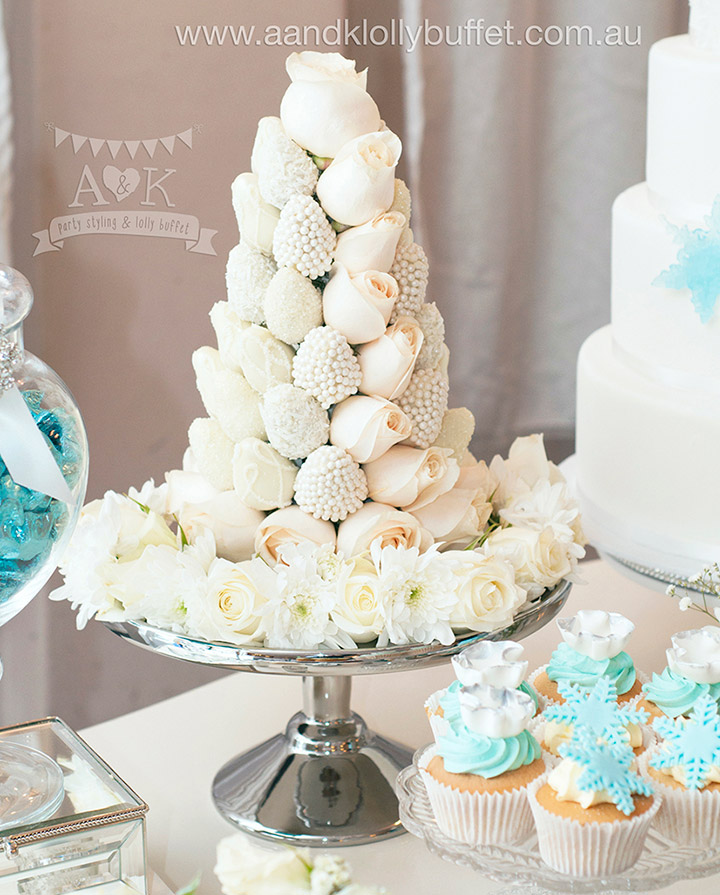 Winter Wonderland dessert table for Dimity & Connie's 21st Birthday by A&K Lolly Buffet