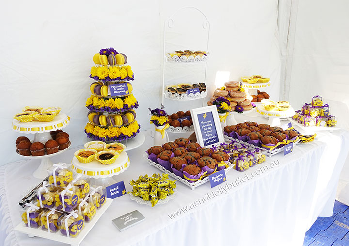 Sydney Relay for Life's Purple & Yellow dessert table by A&K Lolly Buffet
