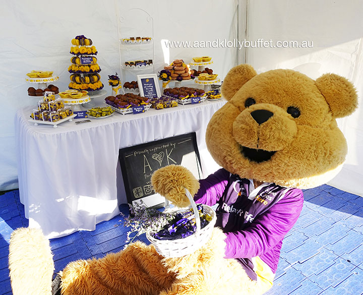 Sydney Relay for Life's Purple & Yellow dessert table by A&K Lolly Buffet