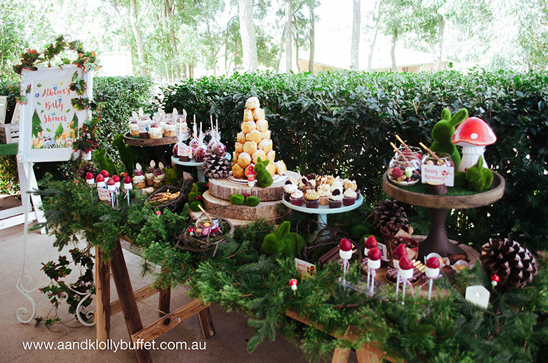 Athena's Woodland forest themed Baby Shower by A&K Lolly Buffet