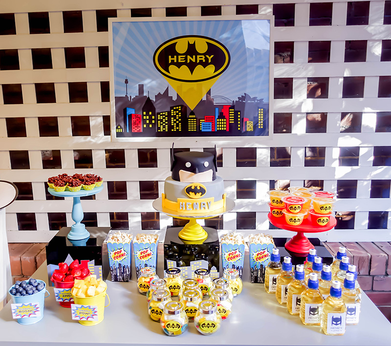 Henry's Batman Superhero themed Birthday Party by A&K Lolly Buffet