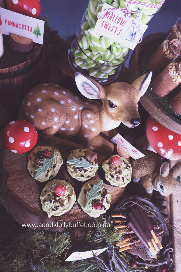 Amelia's Woodland themed birthday dessert table by A&K Lolly Buffet