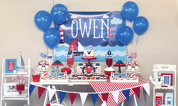 Owen’s Nautical Mickey themed 1st Birthday party by A&K Lolly Buffet