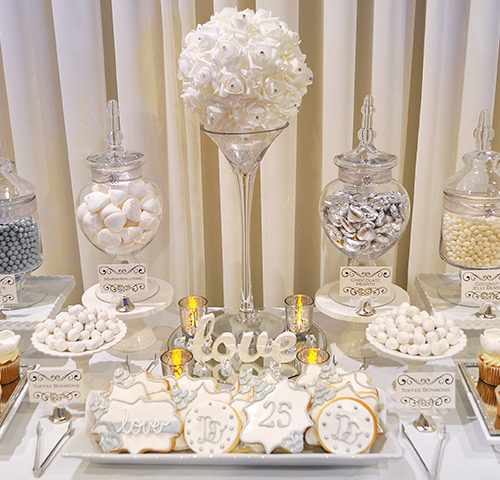 Dave and Emma's Silver Wedding Anniversary dessert table by A&K
